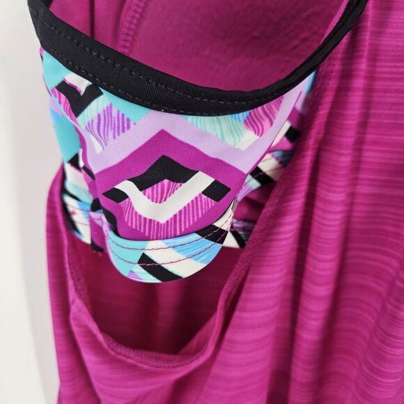 Women's UnXposed Swimsuit Top Size S Purple Multicolor Layered Sports Bra Tank - Picture 6 of 11